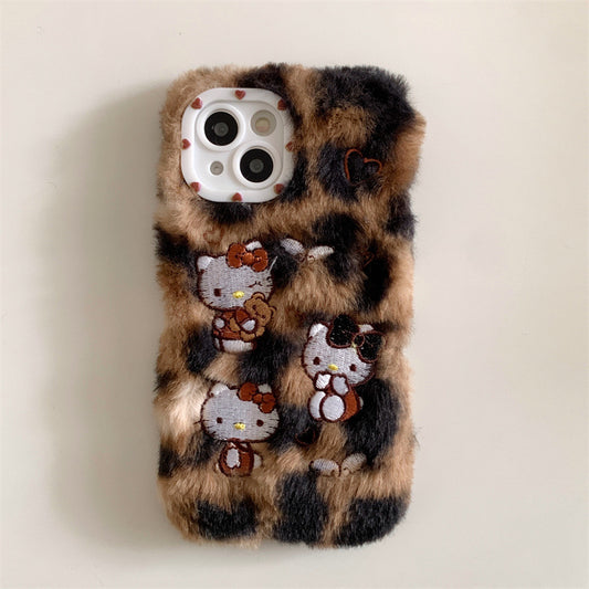 Leopard Kitty Cute Plush Phone Case Egirl