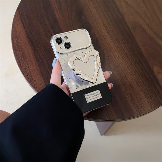 Love Heart Silver Bracket Egirl Electroplated Mobile Phone Case