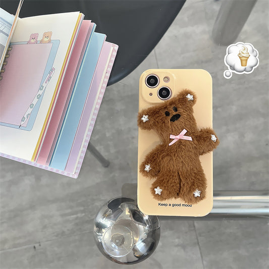 Yellow Plush Bear with Stand Mobile Phone Case Soft Case